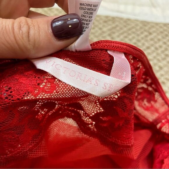 Victoria’s Secret Red Lace and Sheer Mesh Teddy Nightgown Lingerie Medium - Picture 10 of 10